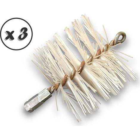 Lot de 3 Brosses à tube PRO NYLON Ø 140 mm Raccord M12175 femelle Ame en acier torsadé Nettoyage brossage tube et canalisation Kibros 41SCN140x3