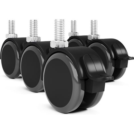 Bürostuhlrolle 50mm Möbelrolle Bodenschonend 10mm Mit Bremse 5er Pack