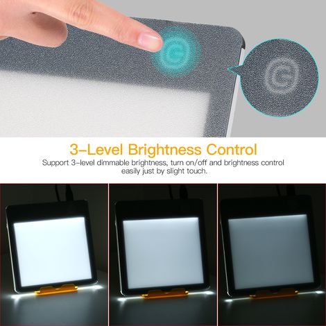 Lampe LED portable sans UV 10 000 lux avec support pour tableau blanc, luminosité réglable sur 3 niveaux, lumière naturelle du soleil, idéale pour la maison et le bureau. (1/5)