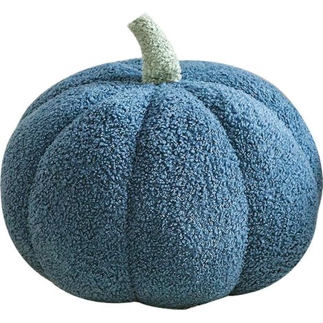 Halloween-Kürbis-Dekokissen – Weiches und flauschiges Kürbiskissen fürs Sofa – Niedliche Halloween-Dekoration – 28 cm – Blau