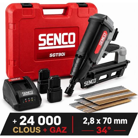 SENCO SGT90i Cloueur à Gaz 34° + 24 000 Clous 2,8x70 mm + 24 Gaz