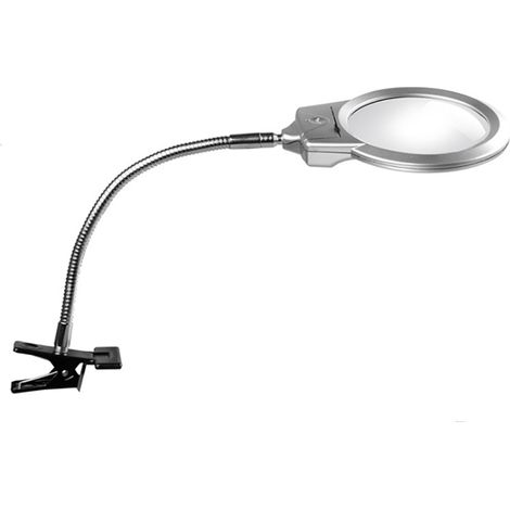 Lampe de bureau à loupe grossissante flexible mains libres avec pince, lumière LED puissante, pour lecture et peinture