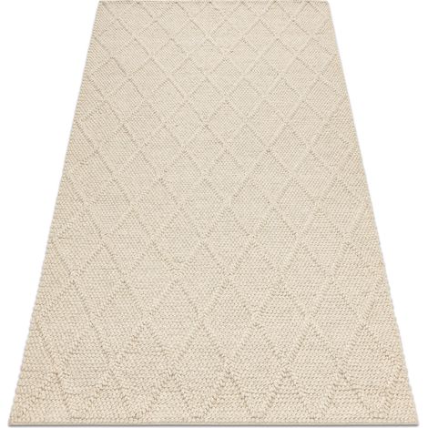 Tappeto in lana TAHAR 99001B crema - TESSUTO A MANO, rombi, boho beige 200x290 cm