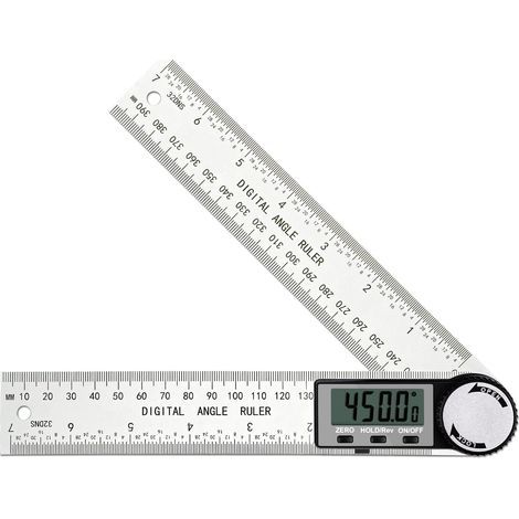 Règle d'angle numérique 0-360°, inclinomètre numérique rapporteur d'angle en acier inoxydable avec écran LCD pour menuiserie, réparation (alu) - (1/4)