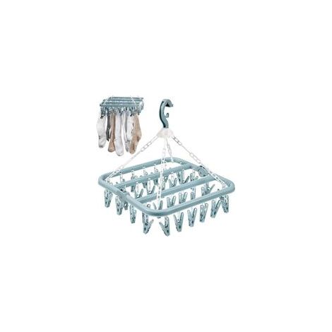 Séchoir à Linge Suspendu avec 32 Pinces Cintre Multifonction pour Chaussettes, sousVêtements et Petits Vêtements Gain de Place Bleu (1/5)