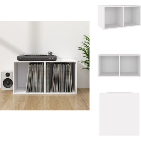 Schallplatten-Aufbewahrungsbox Weiß 71x34x36 cm Holzwerkstoff - Schallplattenregal - Vinyl-Regal - Plattenspielerzubehör - CD-Organizer - Musikarchiv (1/5)
