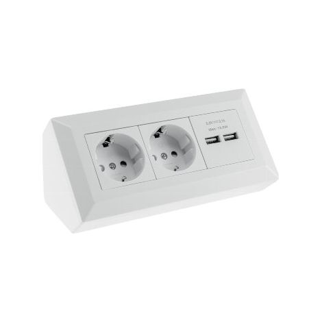 Steckdosenblock Ecksteckdose 2-Fach, Schutzkontakt, 2X USB-A 3,1A (1/5)