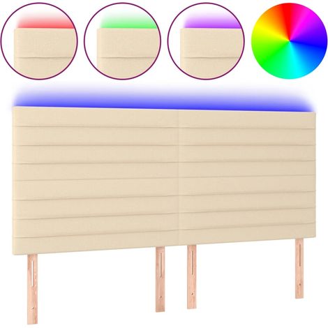 Maison Exclusive - Cabecero con luces LED tela crema 160x5x118/12