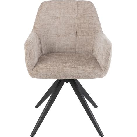 Chaise avec accoudoirs LOUNA – Tissu doux et pieds acier noir-Taupe (1/5)