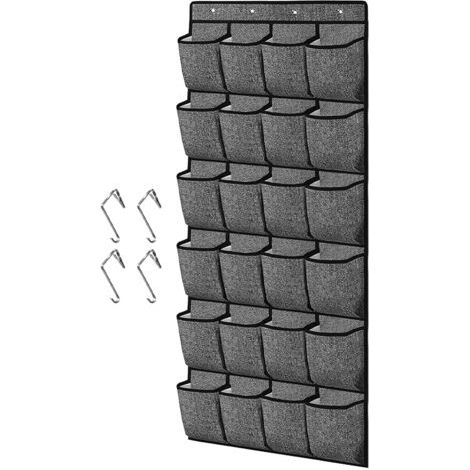 Étagère à chaussures à suspendre au-dessus de la porte – Sac de rangement mural avec 24 grandes poches et 4 crochets larges pour placard, pantoufles, baskets pour hommes, chaussures de sport (1/5)