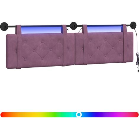 Maison Exclusive - Hängendes Kopfteil Mit LED Licht Lila Samt