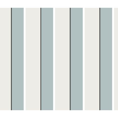 papier peint à rayures bleu gris et beige  - Sanders & Sanders (1/2)