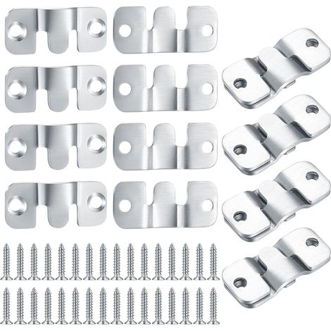16 Support Encastré Dissimulé Cadre Photo Emboîtement Miroirs 44x19 mm  Montage Crochet Suspension Connecteur Meubles Suspendu Fixation Solide Pratique (1/5)