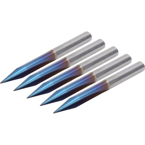 5 fraises à graver en forme de V, droites, à 2 cannelures, tige de 4 mm, en acier tungstène, outils de sculpture 4 x 0,4 x 15 (1/5)