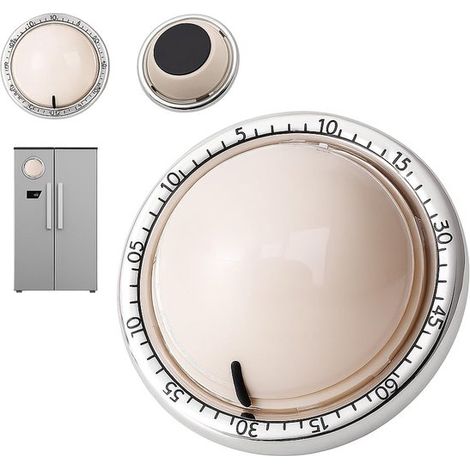 Minuteur de cuisine mécanique magnétique 60 minutes, sans piles, design rétro planète, alarme sonore, minuterie Pomodoro pour pâtisserie et cuisine (1/5)
