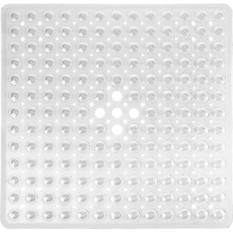 Tapis de bain carré pour douche et baignoire, ventouses antidérapantes avec trous d'évacuation, lavable en machine (1/5)
