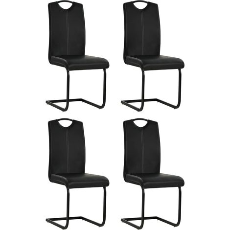 Juego de 4 sillas de comedor de cocina de estilo moderno en voladizo en sintético negro CDS021418
