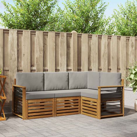 Sofagarnituren 4 pcs Natürlich und Hellgrau Massivholz Akazie (1/5)
