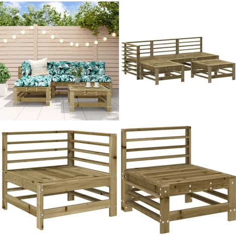 5-tlg. Garten-Lounge-Set Kiefernholz Imprägniert - Gartenmöbel - Loungeset - Rattan Möbel - Outdoor Furniture - Gartensitzgruppe - Home & Living (1/5)