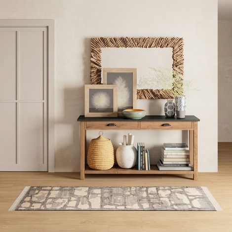 Tapis en jute Tapis Alistair - 200x80cm, Rectangular - 100% Jute - Tissé main - Noir