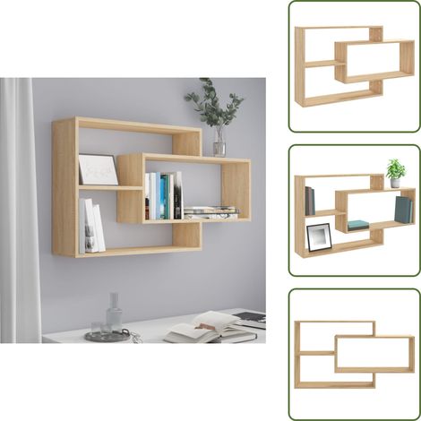 Wandregale Sonoma-Eiche 104x20x58,5 cm Holzwerkstoff - Wand Regal - Regal Set - Eiche Möbel - Wohnraum Organisation - Badezimmer Regal (1/5)