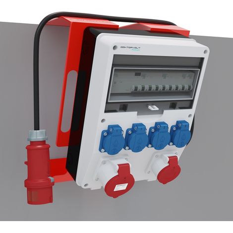 Tableau électrique de chantier sur support de protection Siemens pTD-S/FI SET, portable, avec prises 16 A, 32 A, CEE et MENNEKES, 4x230 V  tableau électrique de chantier, coffret électrique avec prote (1/4)