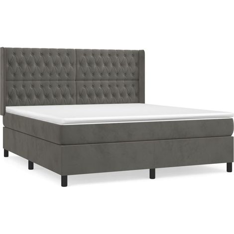 Maison Exclusive - Giroletto a Molle con Materasso Grigio Scuro 180x200 cm Velluto (1/5)