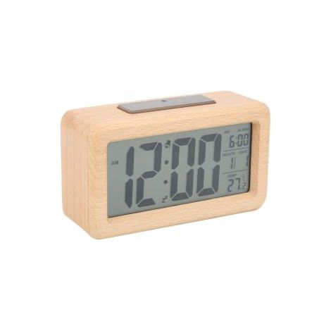 Réveil LCD Bois Massif - Affichage Heure Température Humidité - Pour Chambre Salon Bureau - 1 Pièce (1/5)