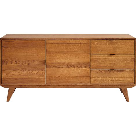 Buffet bas rétro en bois 2 portes et 3 tiroirs L160 bronze - MALLET (1/5)