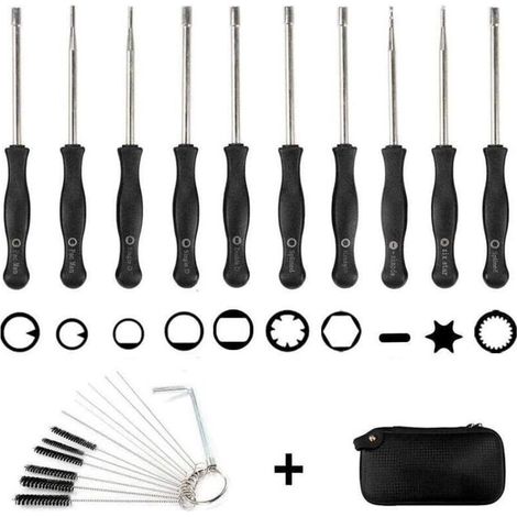 Jeu de 10 tournevis carburateur + sac EVA + brosse de nettoyage, jeu d'outils pour le réglage du carburateur Outil tournevis pour carburateur-- (1/4)