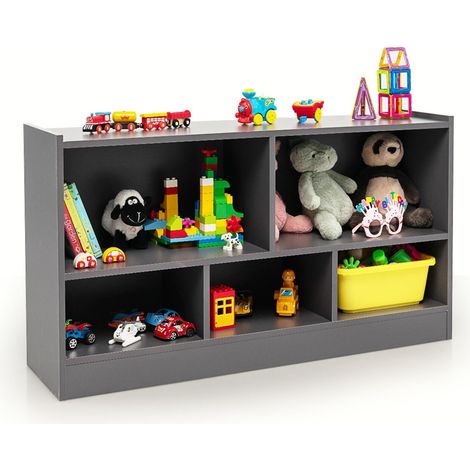 Kids Storage Shelf Unit 5-Cubby Wooden Children Bookcase Toy Storage Organizer (1/5)