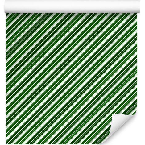 Papel pintado navideño de rayas verdes para salón y dormitorio, 50x1000 cm. (1/5)