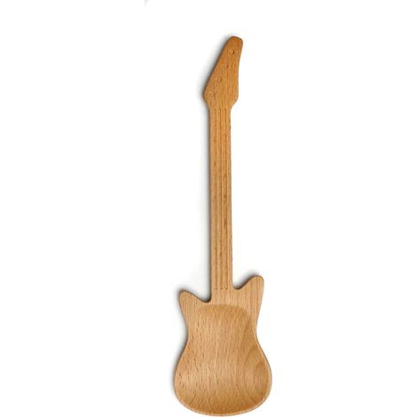 Cucchiaio da cucina in legno - KIKKERLAND - Legno di faggio - Design rock'n'roll - 14,5x8,9 cm - Colore naturale - Marrone