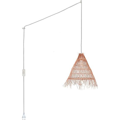 Suspension en osier "Willow" avec interrupteur et prise murale - Blanc boho chic (1/4)