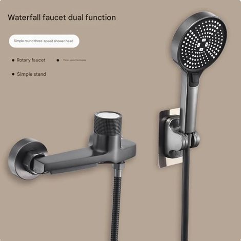 (Gris anthracite B) Robinet de baignoire cascade avec douchette, mitigeur de douche mural pour salle de bain (1/5)