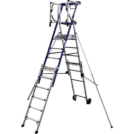 Teleskop-Podesleiter 6 bis 9 Stufen - Max. Arbeitshöhe 4.30m - PIRLXT9-U/ALU