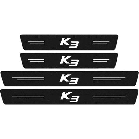 (4 pièces) Protection de seuil de porte de voiture autocollante en fibre de carbone pour logo KIA K3,protection de pare-chocs de porte de coffre arrière,ruban anti-rayures (1/3)
