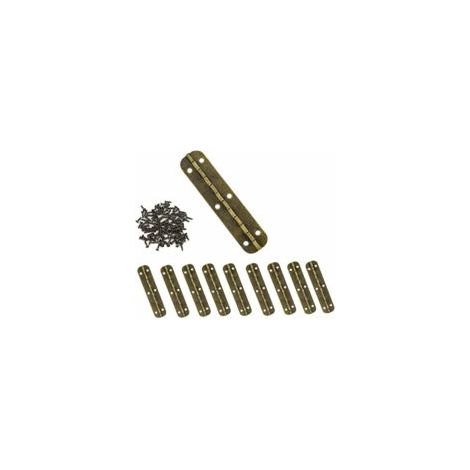 - Set di 10 mini cerniere vintage in ottone per mobili, armadi, cassetti, portagioie con 60 viti - Crezuo (1/4)