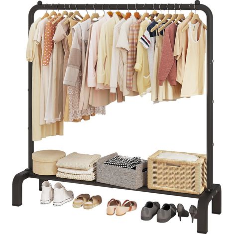 Clothes Rack with Shoe Racks, Display Rack, Storage, Black (1/5)