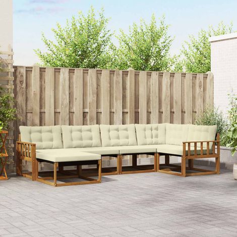 vidaXL Outdoor-Sofagarnitur mit Kissen 6 pcs Natur und Creme (1/5)