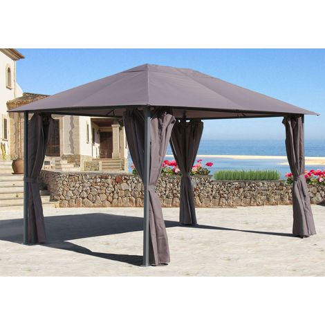 Metall Garten Pavillon Nizza 3x4m Taupe mit 4 Seitenteilen Partyzelt (1/5)