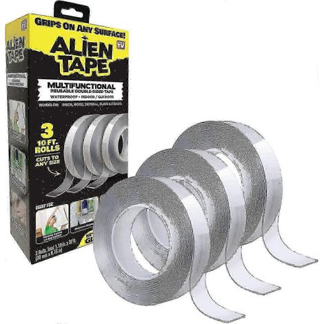 Ruban adhésif double face nano, multi-usage, amovible, transparent, lavable, ultra-adhésif et résistant pour cadres, affiches, tapis et photos. (1/4)