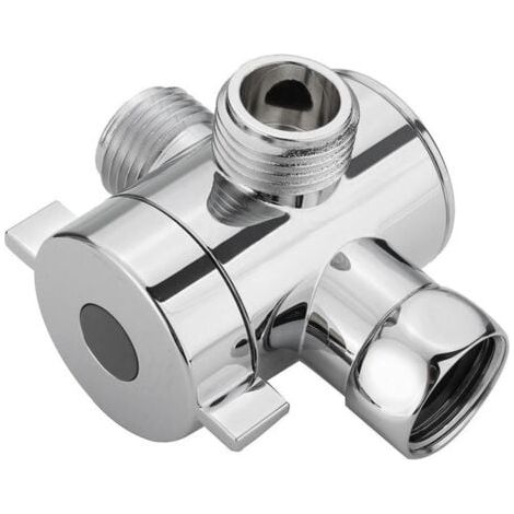 Vanne de dérivation de répartiteur d'eau de pommeau de douche à 3 voies, adaptateur de commutateur réglable multifonction G1/2" pour bidet de toilette ou pommeau de douche,argent (1/5)