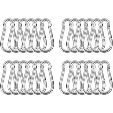 Aamunpa-M6 Mousqueton Inox, 24 PCS Mousqueton de Fixation pour Charges Lourdes - Mousqueton en Acier Inoxydable Capacité de Charge de 120 kg/260 lb, 304 Crochet Mousqueton Balancoire - 60mm x φ6 mm (1/4)