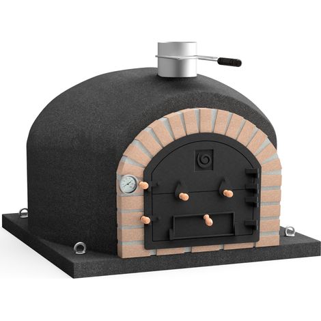 MOVELAR - Horno de Leña Exterior de Obra VESUVIUS (Negro - 100 x 100 x 77 cm) – Horno de obra para jardín, cocción al fuego, aislado térmico con corcho, 3 mantas cerámicas - REF: M00413 (1/5)