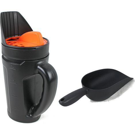 BBPETOPE Ensemble épandeur manuel orange + pelle ronde, distributeur réglable pour semences, engrais et sel de déneigement, outil de jardin pelouse (1/5)