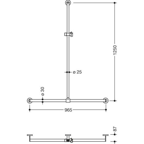 HEWI 900.35.43160 DD DUHA, Ø:25/30, A1:1250. W1:965