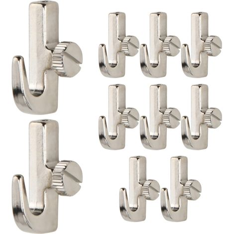 10 Pièces Mini Crochets pour Tableaux, Crochets à Verrouillage de Câble en Alliage de Zinc pour Cimaise, Accroches Visées pour Exposition, Argent (1/5)