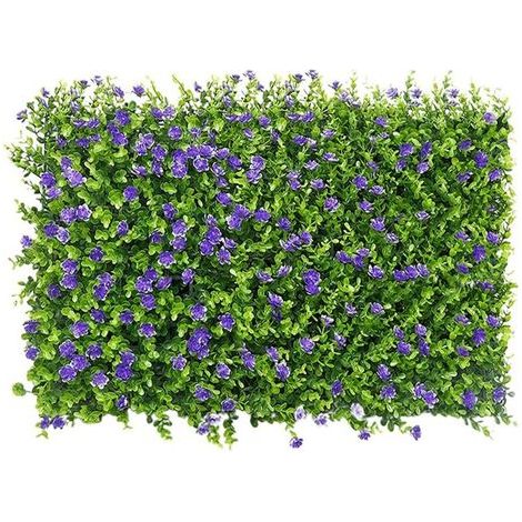 Panneaux de Mur de Gazon Artificiel, 40x60cm Haies Artificielles Panneaux Clôture Topiaire Criblage pour Jardin Extérieur Cour Arrière-Cour Décor (Fleur de Ceinture Violette Eucaly)