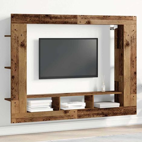 TV Cabinet Wall-Mounted Old Wood 152x22x113 cm vidaXL